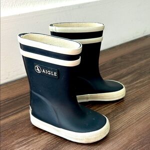 Aigle Kids Navy and White Rain Boots
